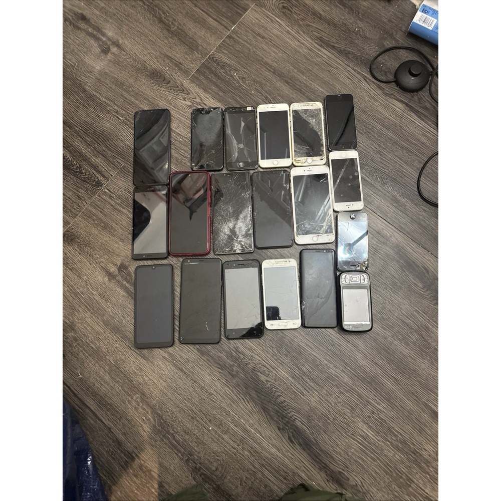 Lot of 19 Cell Phones Mixed iPhone Samsung LG Nokia - AS IS For Parts Repair